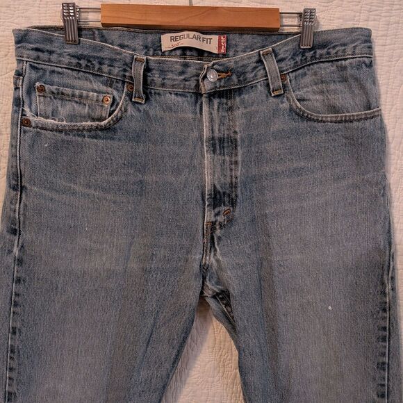 Levis 2000s 505 Regular Fit Light Wash Distressed High Rise Size 14 - Picture 3 of 11